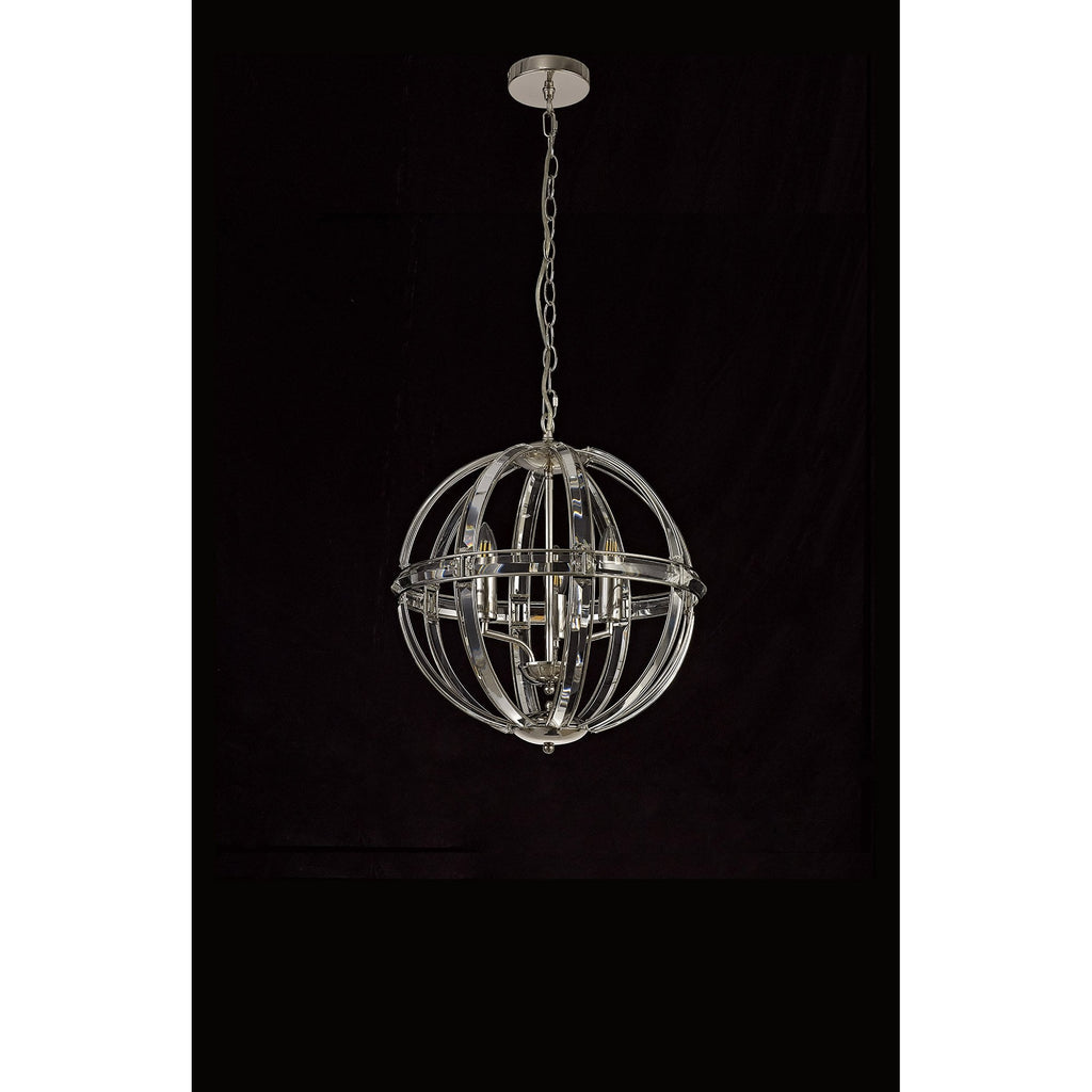 NL81389 Char Large Round Pendant 3 Light Polished Nickel