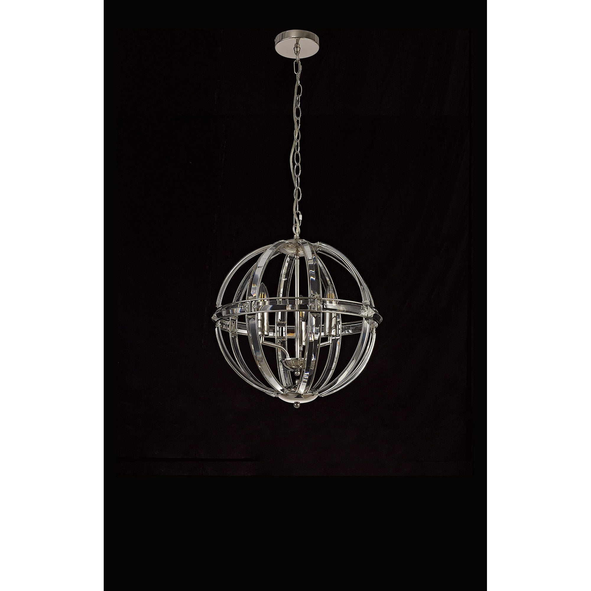 NL81389 Char Large Round Pendant 3 Light Polished Nickel