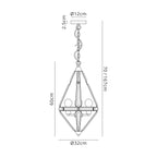 NL81409 Char Diamond Pendant 3 Light Polished Nickel
