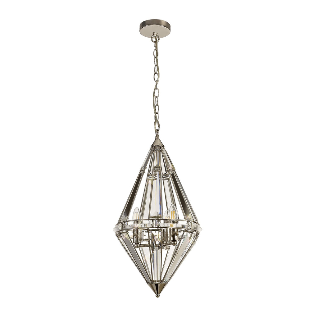 NL81409 Char Diamond Pendant 3 Light Polished Nickel