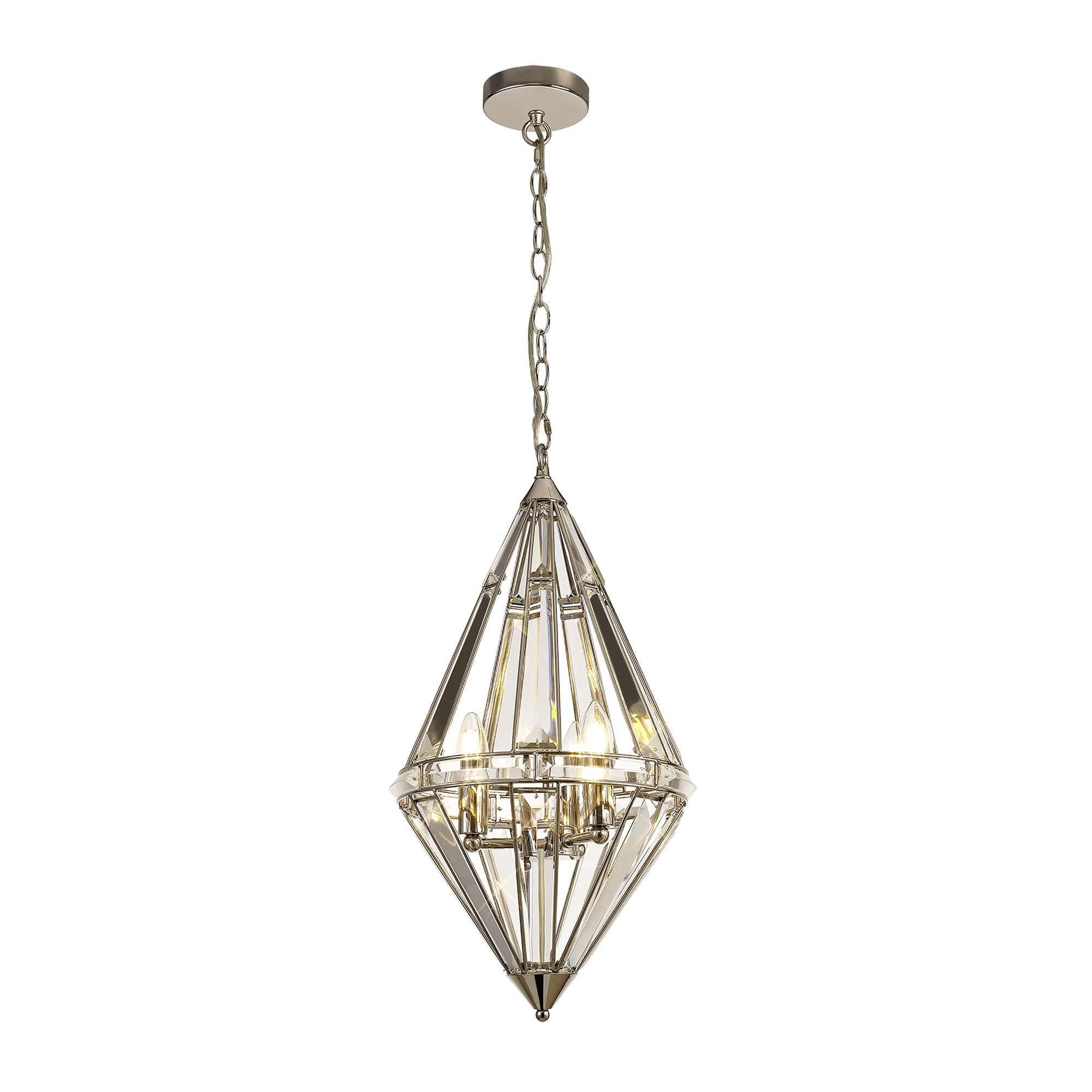 NL81409 Char Diamond Pendant 3 Light Polished Nickel