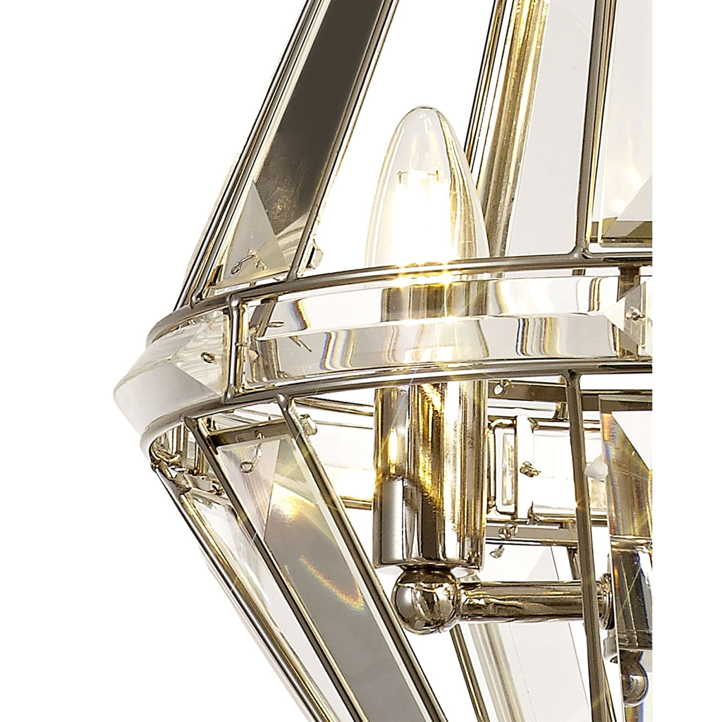 NL81409 Char Diamond Pendant 3 Light Polished Nickel