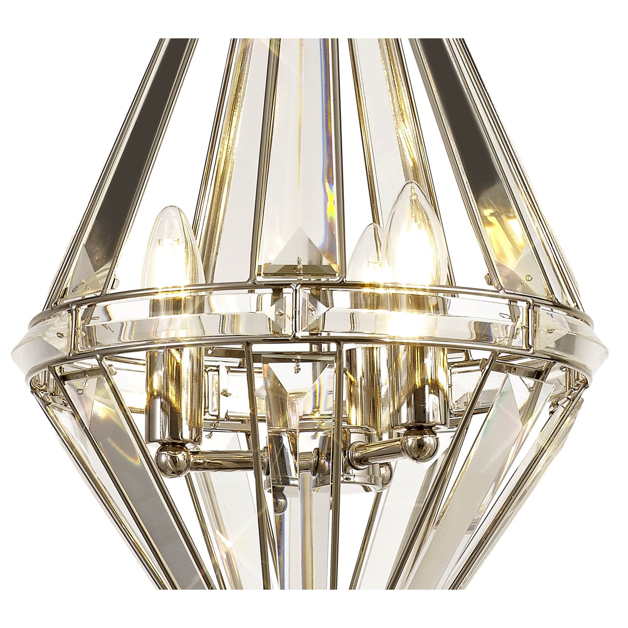 NL81409 Char Diamond Pendant 3 Light Polished Nickel