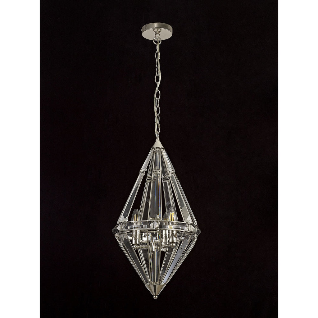 NL81409 Char Diamond Pendant 3 Light Polished Nickel