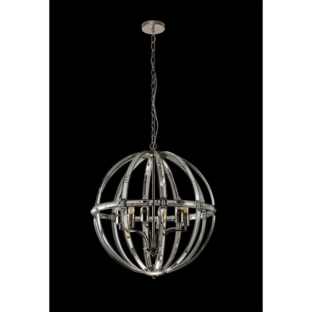 NL84259 Char Large Round Pendant 6 Light Polished Nickel