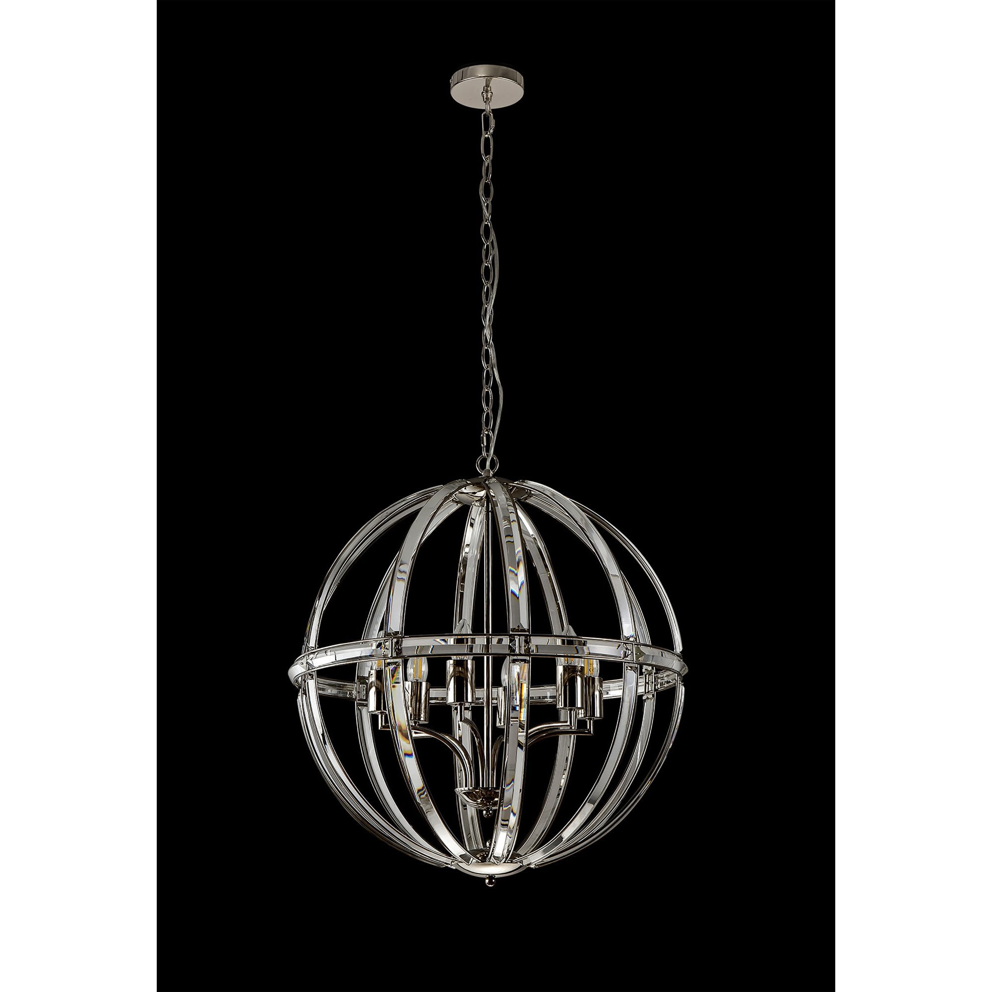 NL84259 Char Large Round Pendant 6 Light Polished Nickel