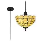 NLK00339 Chrisy 1 Light Up Lighter Pendant With 30cm Tiffany Shade Beige/Clear Crystal/Black