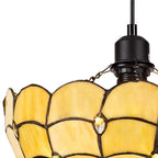 NLK00339 Chrisy 1 Light Up Lighter Pendant With 30cm Tiffany Shade Beige/Clear Crystal/Black
