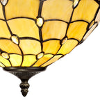 NLK00339 Chrisy 1 Light Up Lighter Pendant With 30cm Tiffany Shade Beige/Clear Crystal/Black