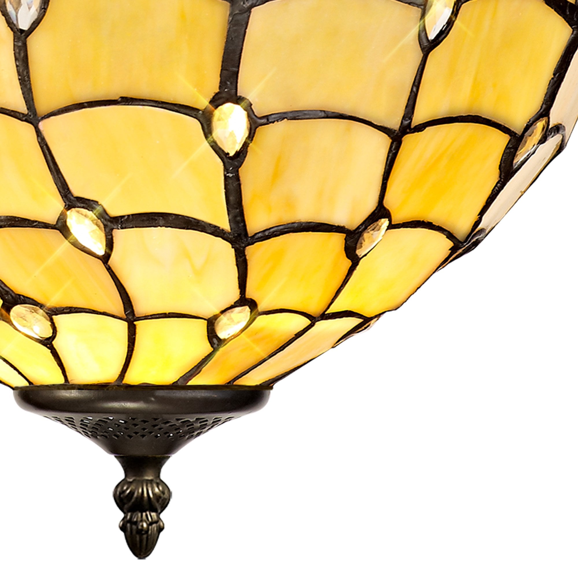 NLK00339 Chrisy 1 Light Up Lighter Pendant With 30cm Tiffany Shade Beige/Clear Crystal/Black
