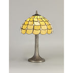 NLK00349 Chrisy 1 Light Tree Like Table Lamp With 30cm Tiffany Shade Beige/Clear Crystal/Aged Antique Brass