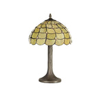 NLK00349 Chrisy 1 Light Tree Like Table Lamp With 30cm Tiffany Shade Beige/Clear Crystal/Aged Antique Brass