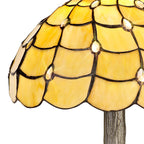 NLK00349 Chrisy 1 Light Tree Like Table Lamp With 30cm Tiffany Shade Beige/Clear Crystal/Aged Antique Brass
