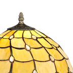 NLK00349 Chrisy 1 Light Tree Like Table Lamp With 30cm Tiffany Shade Beige/Clear Crystal/Aged Antique Brass