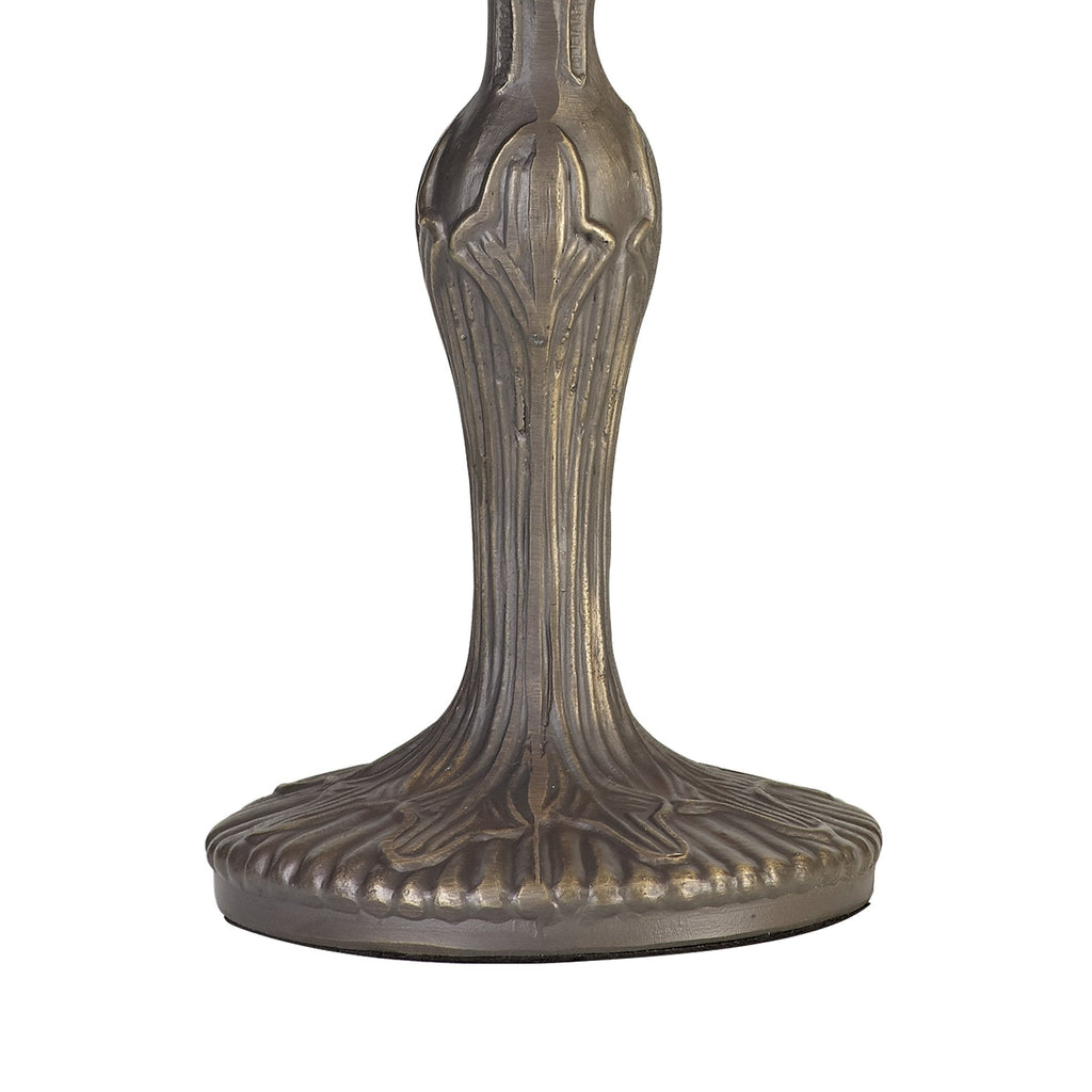 NLK00359 Chrisy 1 Light Curved Table Lamp With 30cm Tiffany Shade Beige/Clear Crystal/Aged Antique Brass