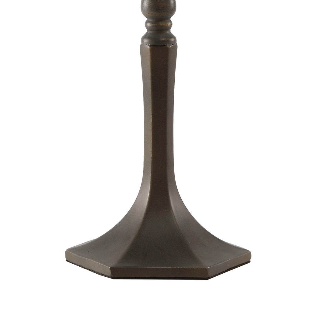 NLK00369 Chrisy 1 Light Octagonal Table Lamp With 30cm Tiffany Shade Beige/Clear Crystal/Aged Antique Brass