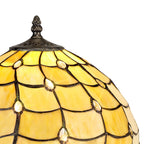 NLK00369 Chrisy 1 Light Octagonal Table Lamp With 30cm Tiffany Shade Beige/Clear Crystal/Aged Antique Brass