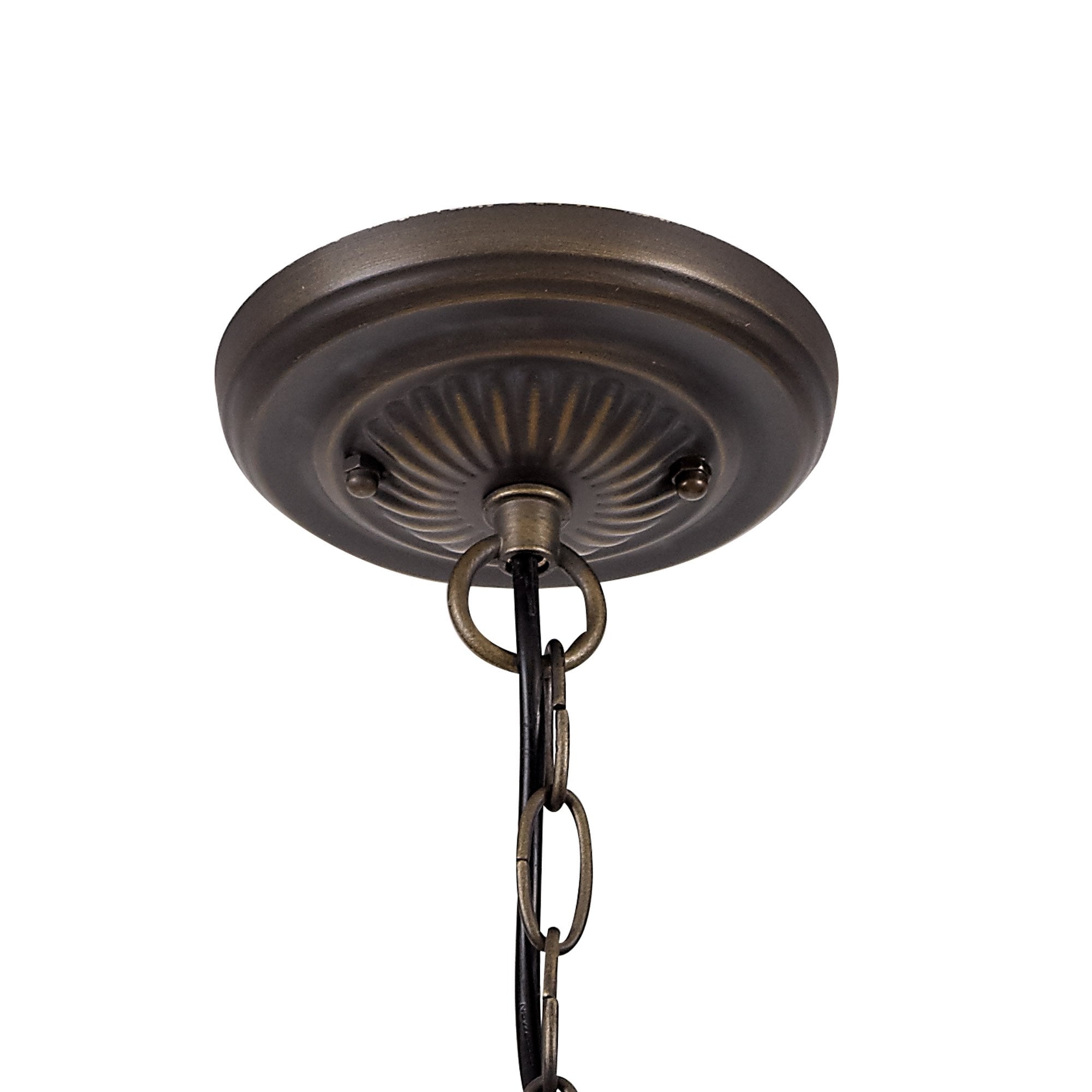 NLK00379 Chrisy 1 Light Down Lighter Pendant With 30cm Tiffany Shade Beige/Clear Crystal/Aged Antique Brass