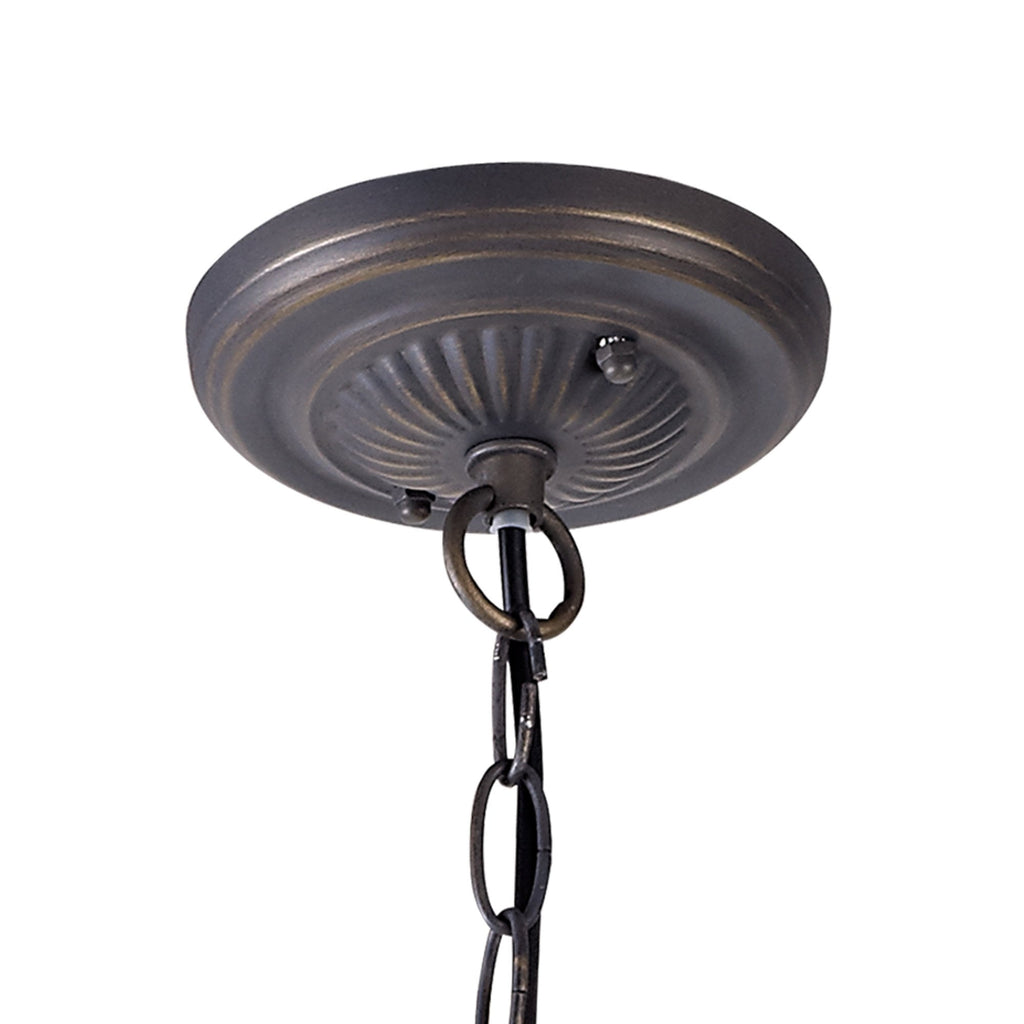 NLK00389 Chrisy 2 Light Down Lighter Pendant With 30cm Tiffany Shade Beige/Clear Crystal/Aged Antique Brass