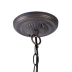 NLK00389 Chrisy 2 Light Down Lighter Pendant With 30cm Tiffany Shade Beige/Clear Crystal/Aged Antique Brass