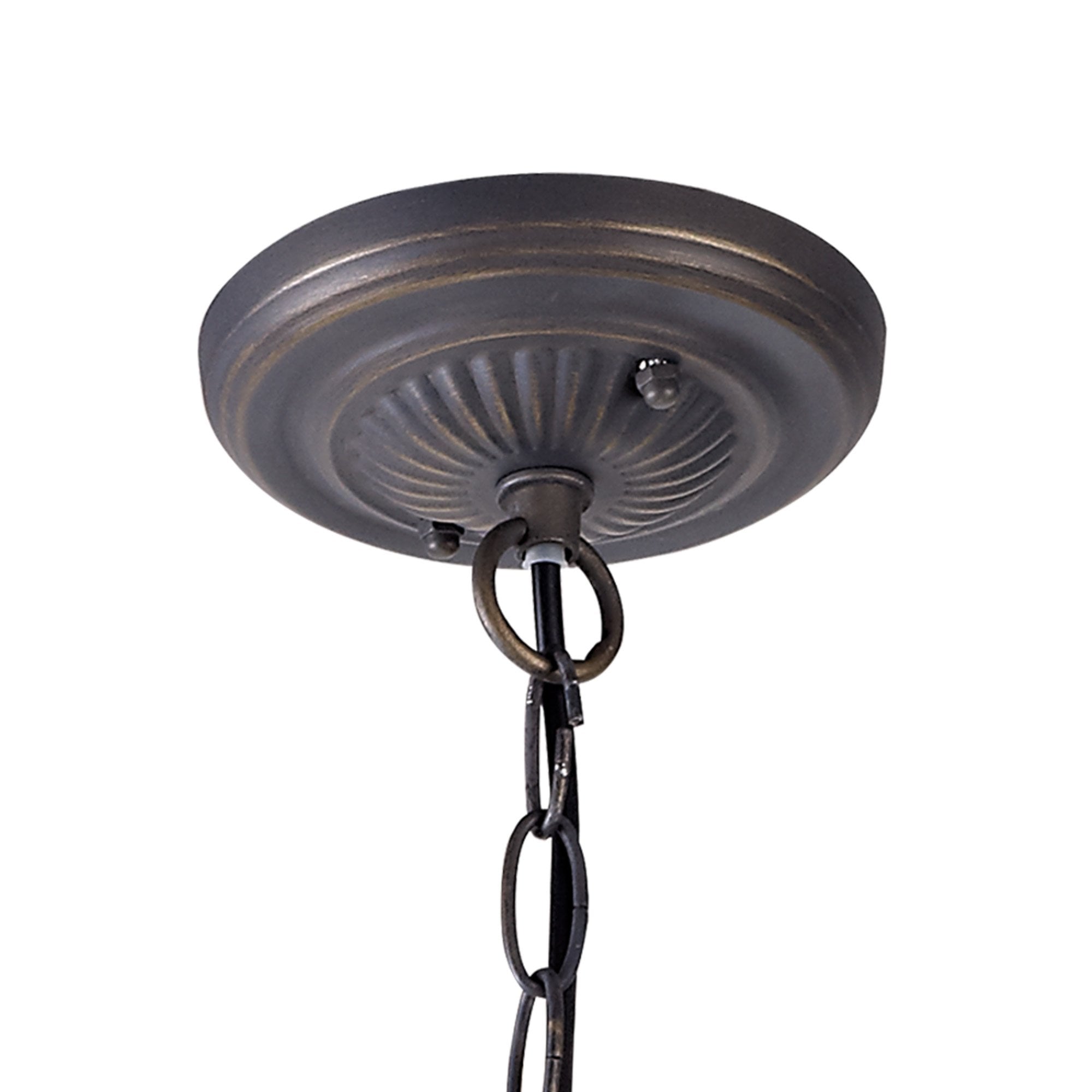 NLK00389 Chrisy 2 Light Down Lighter Pendant With 30cm Tiffany Shade Beige/Clear Crystal/Aged Antique Brass