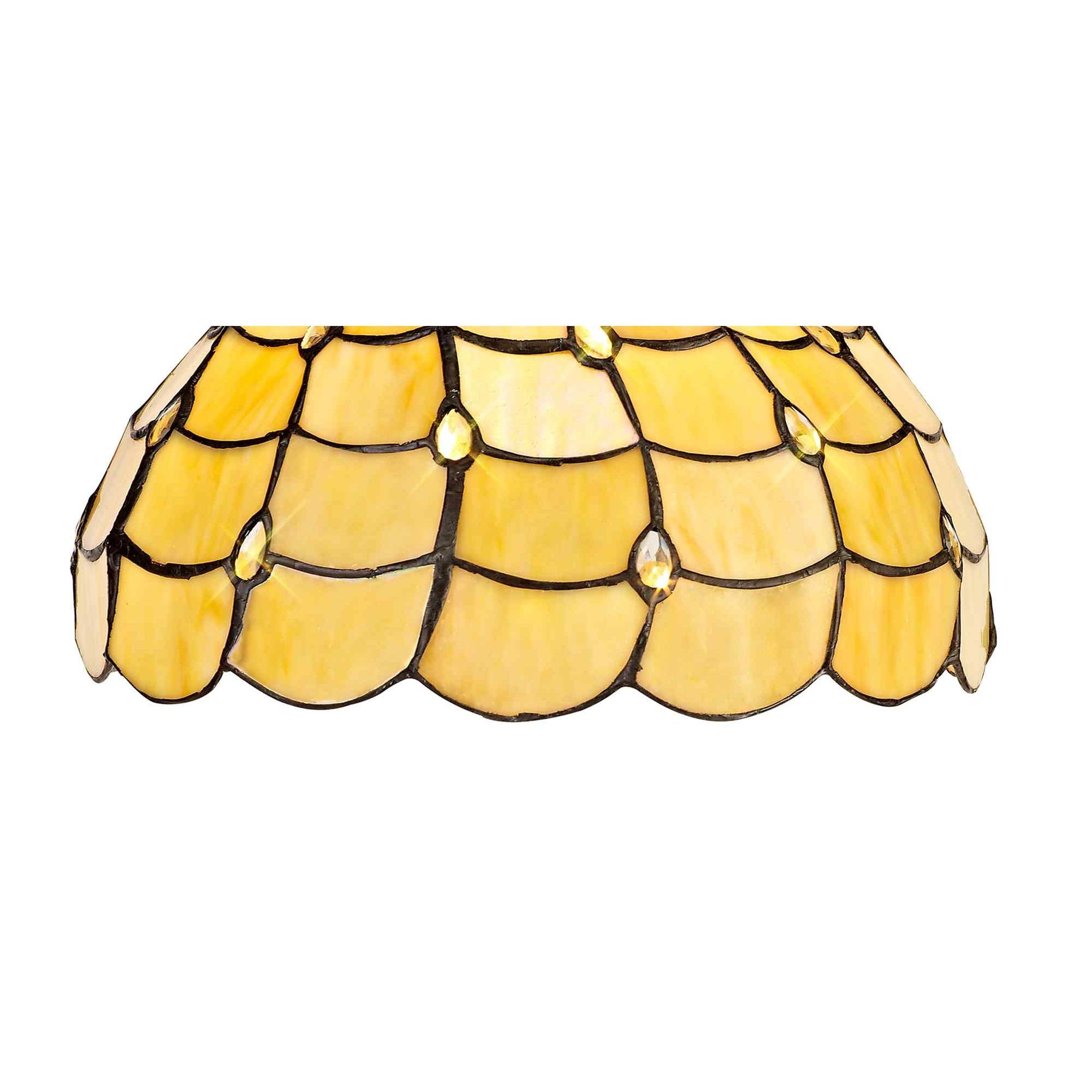 NLK00419 Chrisy 3 Light Semi Ceiling With 30cm Tiffany Shade Beige/Clear Crystal/Aged Antique Brass