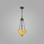 NLK00429 Chrisy 2 Light Up Lighter Pendant With 30cm Tiffany Shade Beige/Clear Crystal/Aged Antique Brass