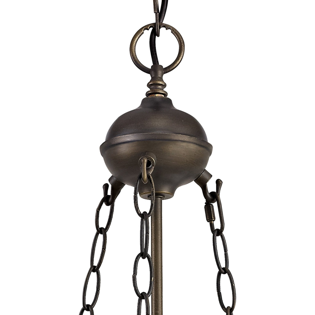 NLK00429 Chrisy 2 Light Up Lighter Pendant With 30cm Tiffany Shade Beige/Clear Crystal/Aged Antique Brass