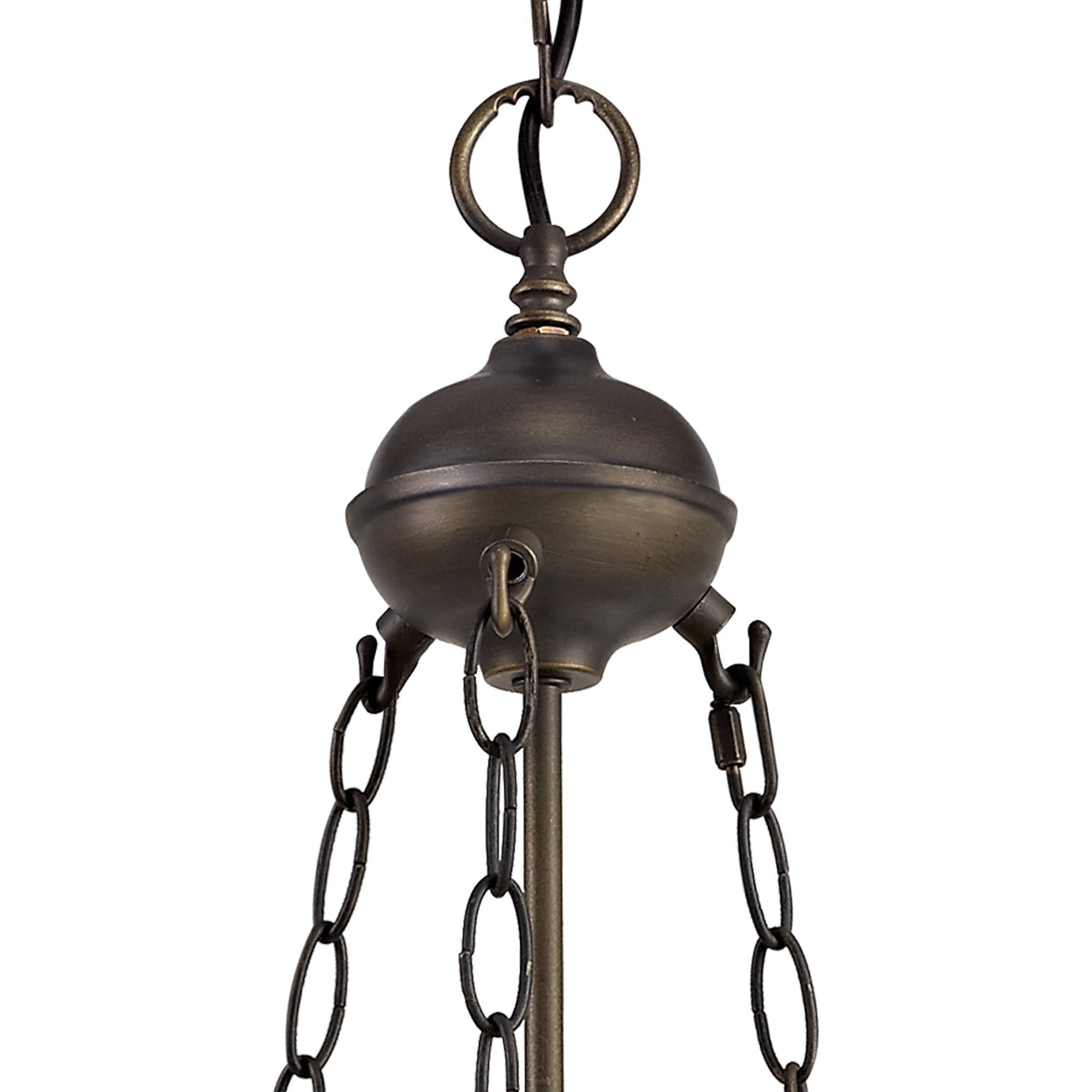 NLK00429 Chrisy 2 Light Up Lighter Pendant With 30cm Tiffany Shade Beige/Clear Crystal/Aged Antique Brass