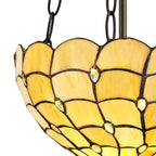 NLK00429 Chrisy 2 Light Up Lighter Pendant With 30cm Tiffany Shade Beige/Clear Crystal/Aged Antique Brass
