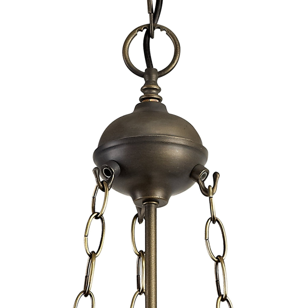 NLK00439 Chrisy 3 Light Up Lighter Pendant With 30cm Tiffany Shade Beige/Clear Crystal/Aged Antique Brass
