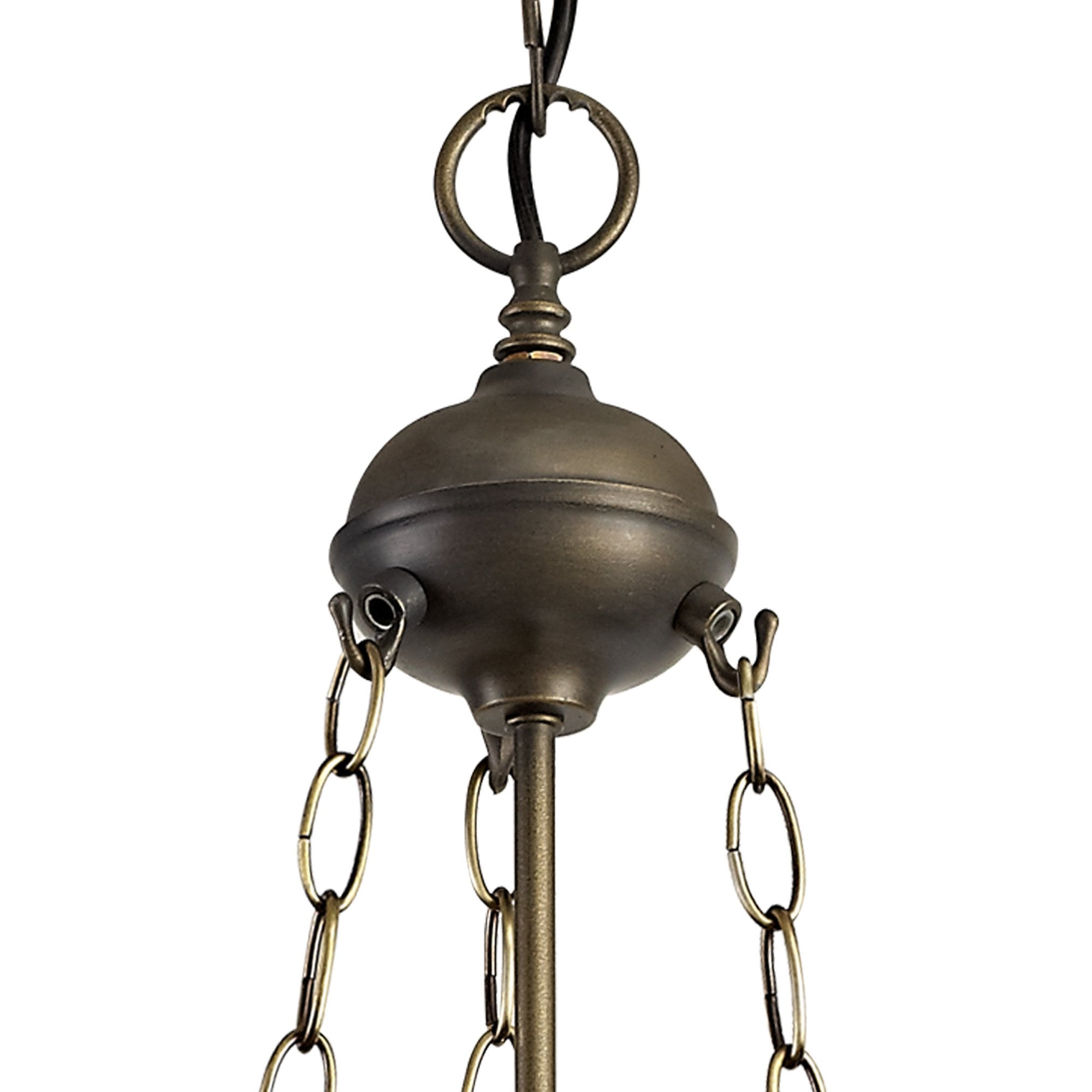 NLK00439 Chrisy 3 Light Up Lighter Pendant With 30cm Tiffany Shade Beige/Clear Crystal/Aged Antique Brass