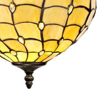 NLK00439 Chrisy 3 Light Up Lighter Pendant With 30cm Tiffany Shade Beige/Clear Crystal/Aged Antique Brass