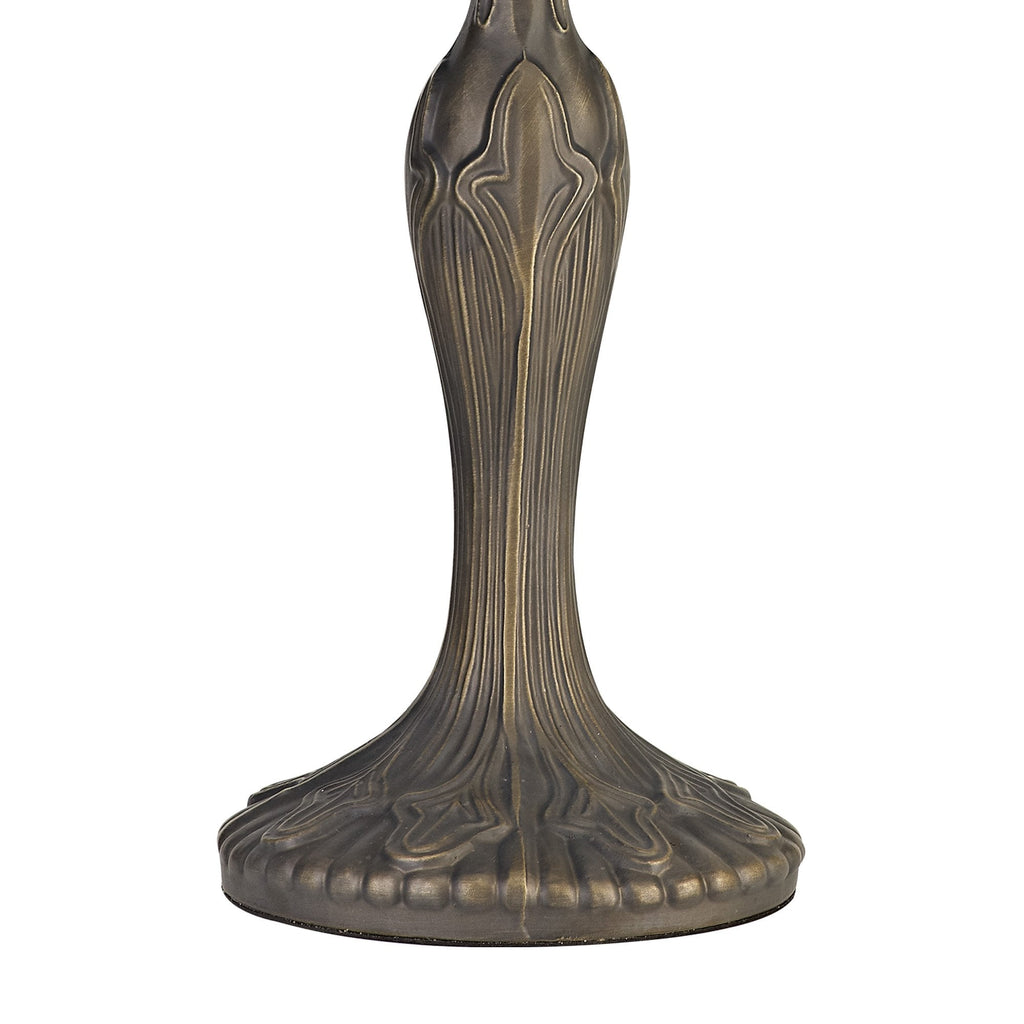 NLK00459 Chrisy 2 Light Curved Table Lamp With 40cm Tiffany Shade Beige/Clear Crystal/Aged Antique Brass