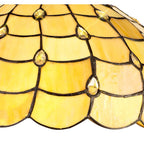 NLK00459 Chrisy 2 Light Curved Table Lamp With 40cm Tiffany Shade Beige/Clear Crystal/Aged Antique Brass