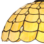 NLK00459 Chrisy 2 Light Curved Table Lamp With 40cm Tiffany Shade Beige/Clear Crystal/Aged Antique Brass