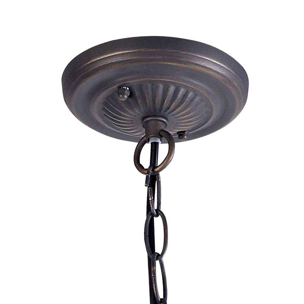NLK00479 Chrisy 1 Light Down Lighter Pendant With 40cm Tiffany Shade Beige/Clear Crystal/Aged Antique Brass