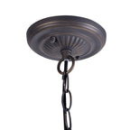 NLK00479 Chrisy 1 Light Down Lighter Pendant With 40cm Tiffany Shade Beige/Clear Crystal/Aged Antique Brass