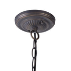 NLK00489 Chrisy 2 Light Down Lighter Pendant With 40cm Tiffany Shade Beige/Clear Crystal/Aged Antique Brass