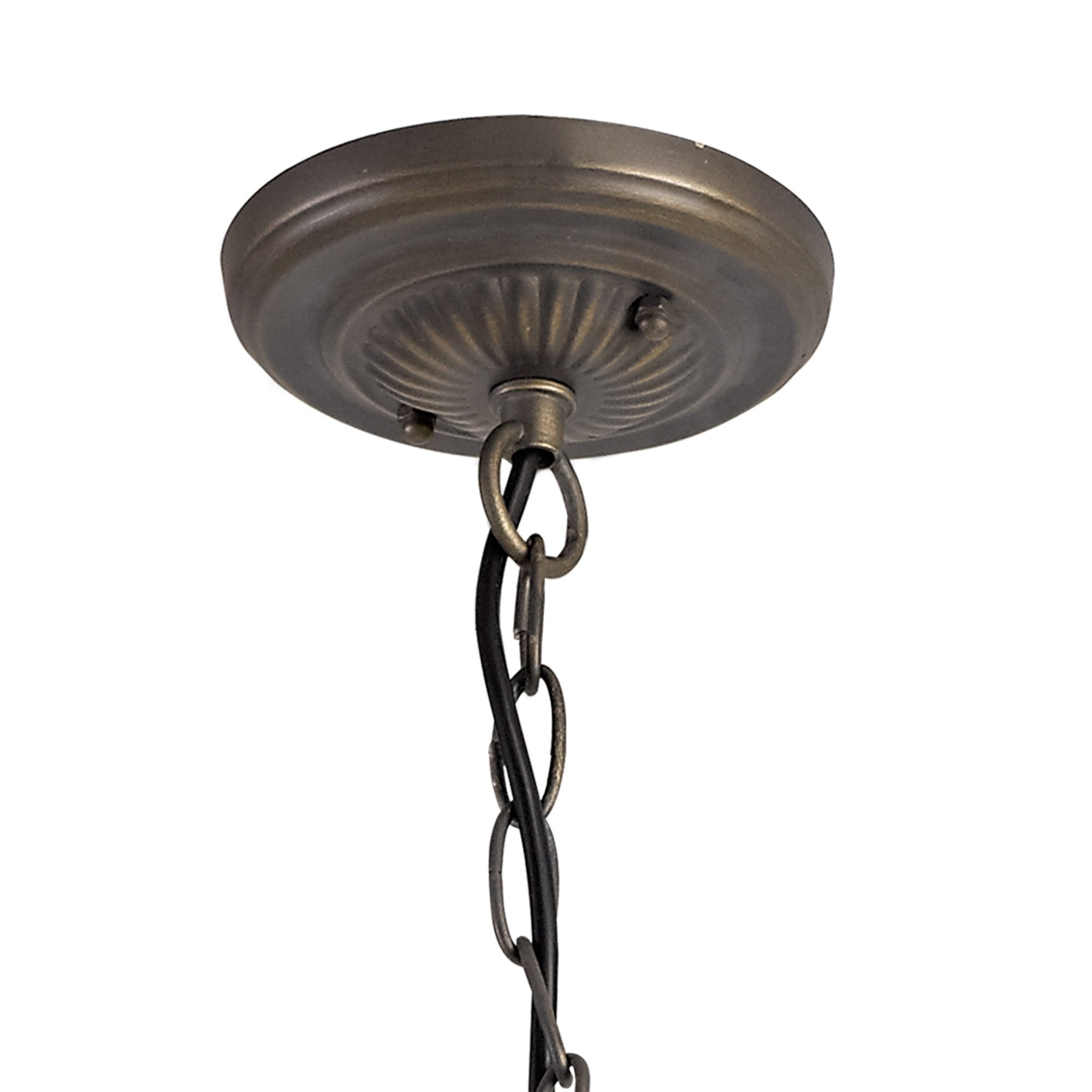 NLK00499 Chrisy 3 Light Down Lighter Pendant With 40cm Tiffany Shade Beige/Clear Crystal/Aged Antique Brass
