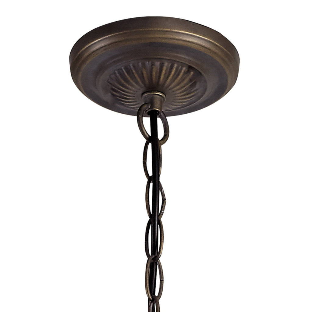 NLK00519 Chrisy 3 Light Up Lighter Pendant With 40cm Tiffany Shade Beige/Clear Crystal/Aged Antique Brass