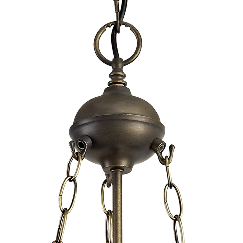 NLK00519 Chrisy 3 Light Up Lighter Pendant With 40cm Tiffany Shade Beige/Clear Crystal/Aged Antique Brass