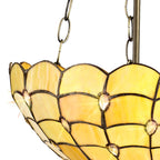 NLK00519 Chrisy 3 Light Up Lighter Pendant With 40cm Tiffany Shade Beige/Clear Crystal/Aged Antique Brass