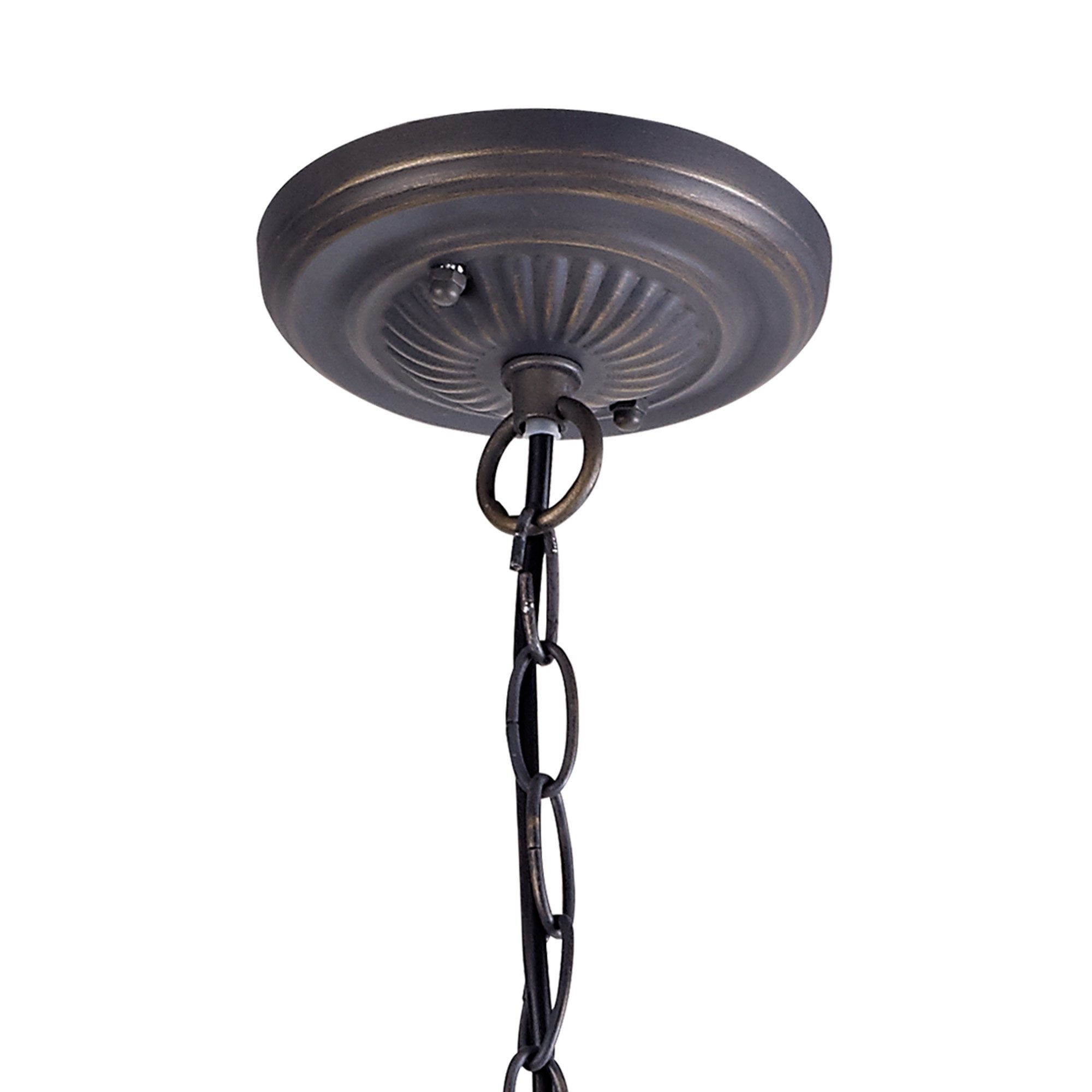 NLK00569 Chrisy 1 Light Down Lighter Pendant With 50cm Tiffany Shade Beige/Clear Crystal/Aged Antique Brass