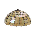 NLK00569 Chrisy 1 Light Down Lighter Pendant With 50cm Tiffany Shade Beige/Clear Crystal/Aged Antique Brass