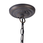 NLK00579 Chrisy 2 Light Down Lighter Pendant With 50cm Tiffany Shade Beige/Clear Crystal/Aged Antique Brass