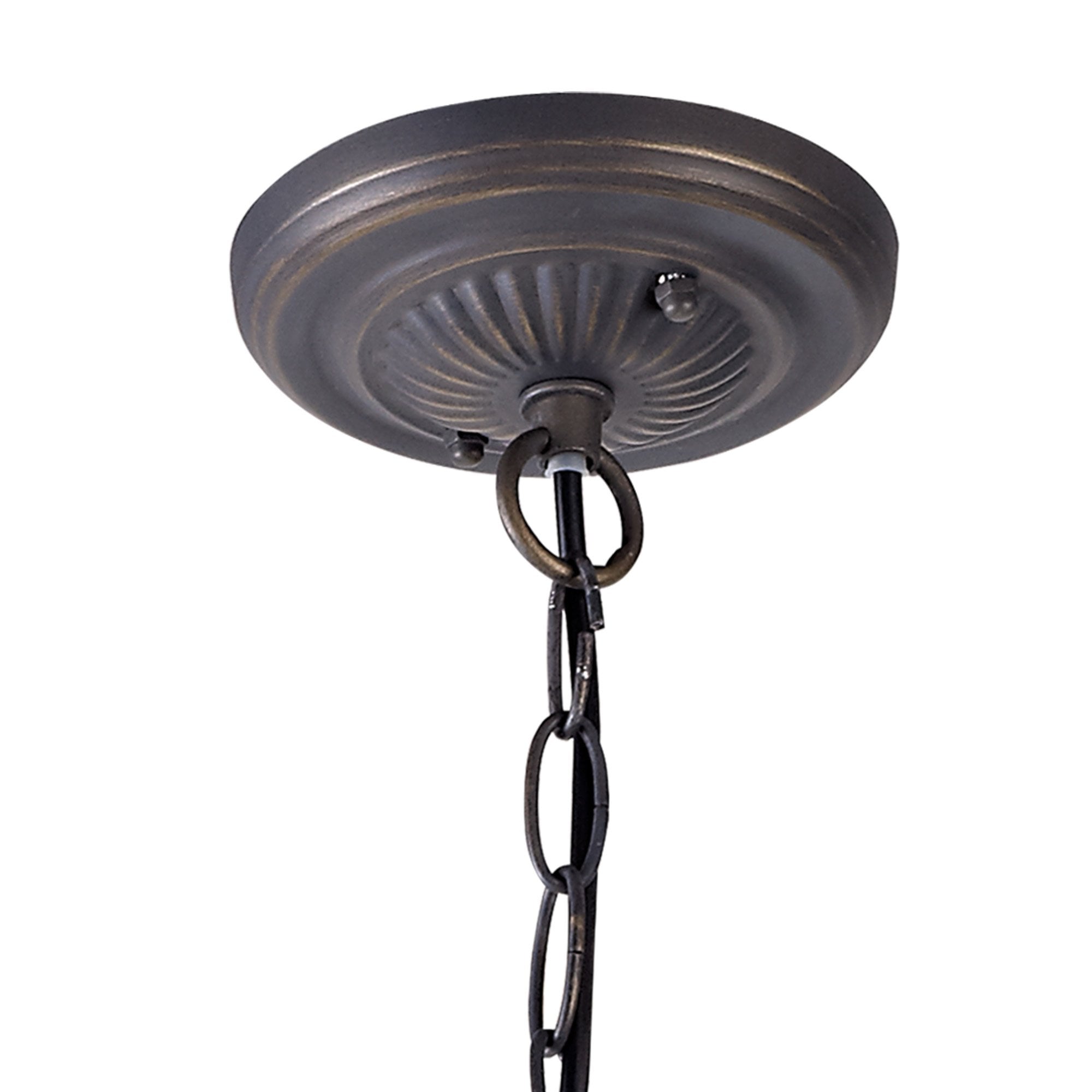 NLK00579 Chrisy 2 Light Down Lighter Pendant With 50cm Tiffany Shade Beige/Clear Crystal/Aged Antique Brass