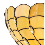 NLK00579 Chrisy 2 Light Down Lighter Pendant With 50cm Tiffany Shade Beige/Clear Crystal/Aged Antique Brass
