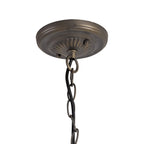 NLK00589 Chrisy 3 Light Down Lighter Pendant With 50cm Tiffany Shade Beige/Clear Crystal/Aged Antique Brass