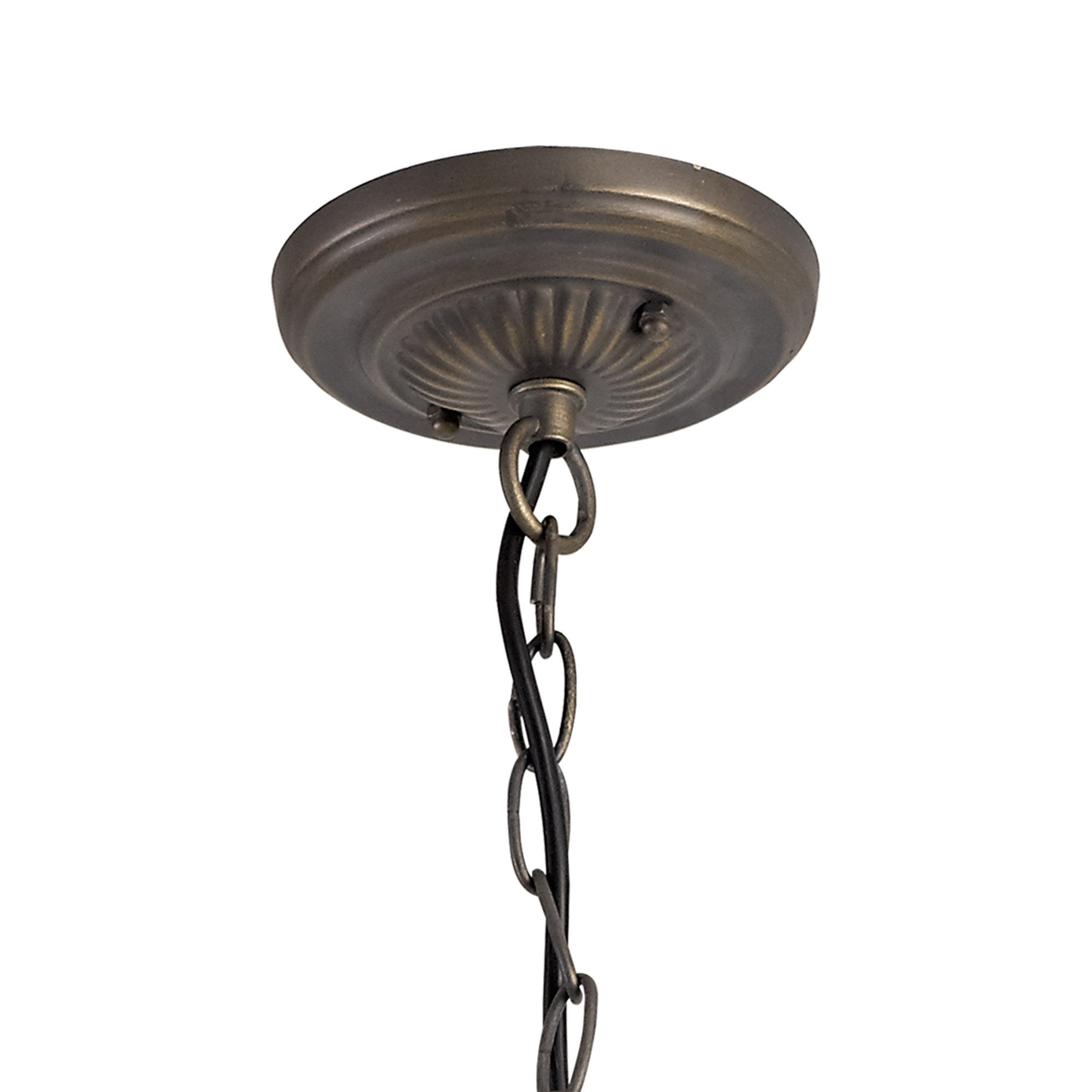 NLK00589 Chrisy 3 Light Down Lighter Pendant With 50cm Tiffany Shade Beige/Clear Crystal/Aged Antique Brass